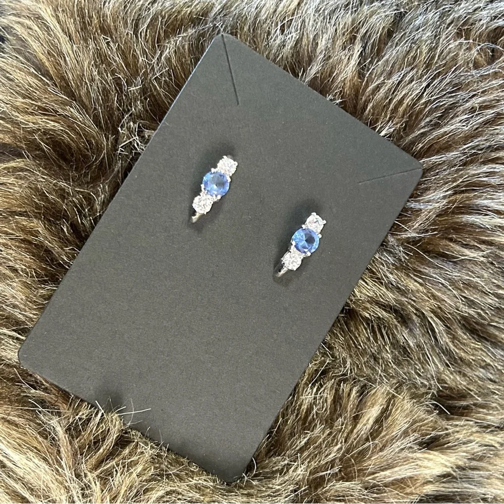 Freida Rothman triple stone half hoop sterling silver earrings NIB